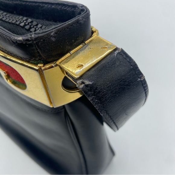 Vintage Gucci Leather Shoulder Bag with Sherry Strip - Picture 10 of 16